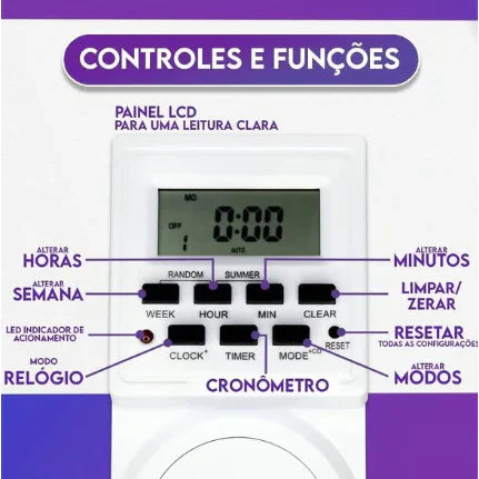 Timer Digital E Temporizador Tomada Lcd/Visor Programavel Energia Bivolt Tomada Inteligente PRONTO PARA ENVIO