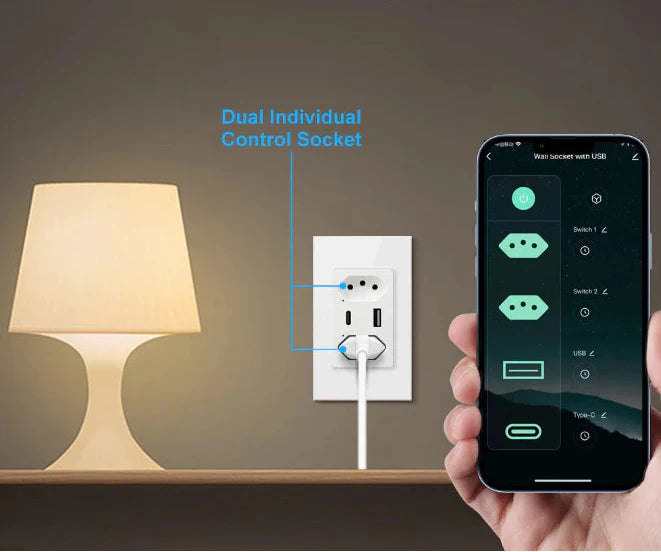 Tomada Inteligente Usb+ Usb-c Tipo-c Smart Wifi Alexa Google Bivolt