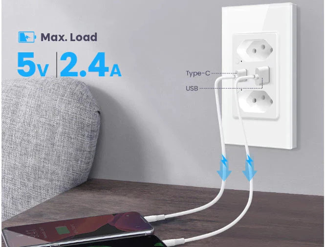 Tomada Inteligente Usb+ Usb-c Tipo-c Smart Wifi Alexa Google Bivolt