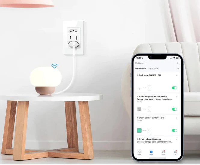 Tomada Inteligente Usb+ Usb-c Tipo-c Smart Wifi Alexa Google Bivolt