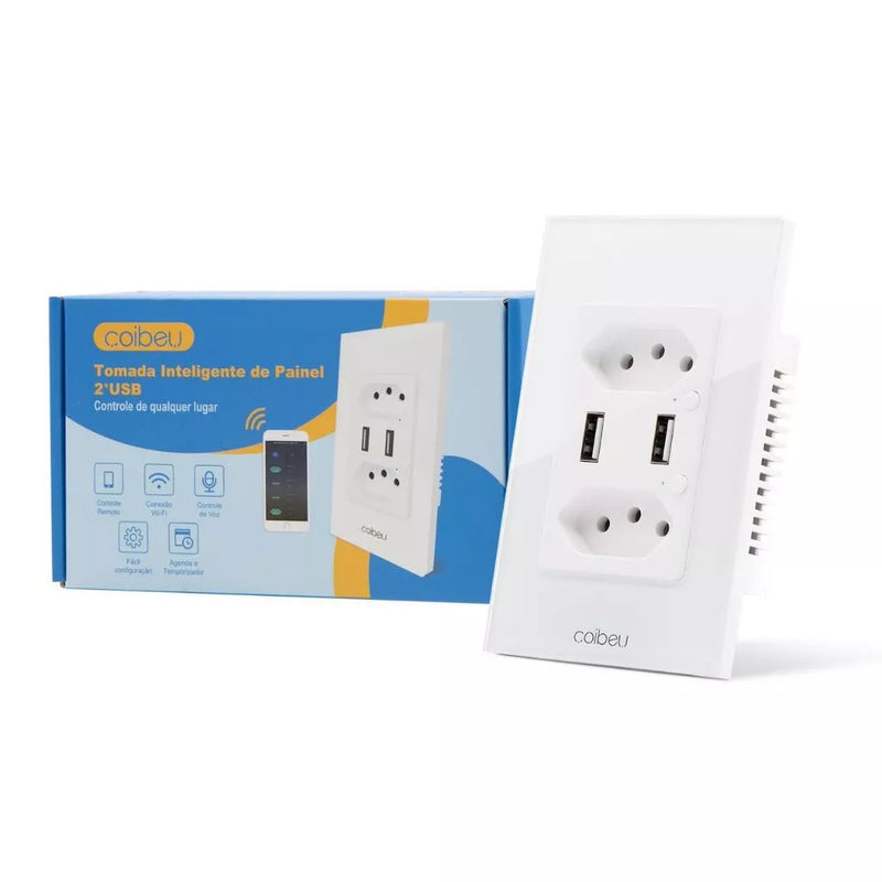 Tomada Inteligente Usb+ Usb-c Tipo-c Smart Wifi Alexa Google Bivolt