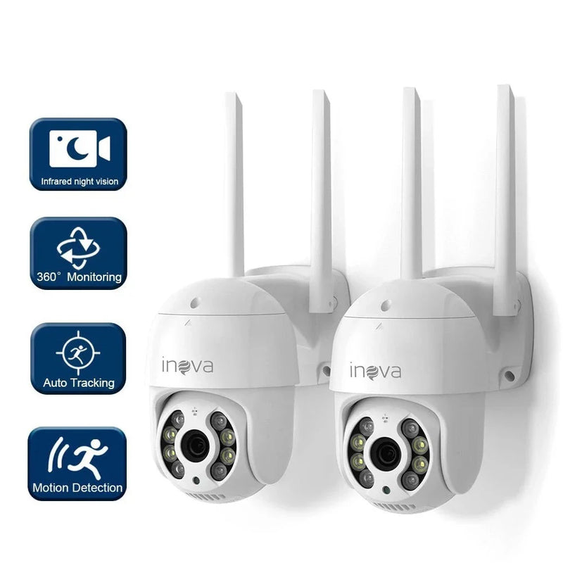 INOVA Kit Câmera de segurança a Prova D'água sem fio gira 360° HD 1080P IP66 APP ICSEE 110-220V