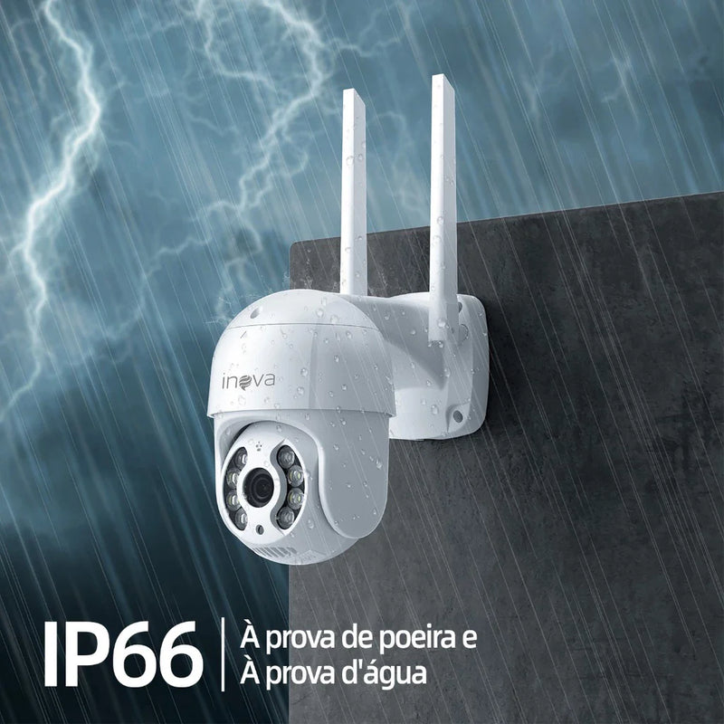 INOVA Kit Câmera de segurança a Prova D'água sem fio gira 360° HD 1080P IP66 APP ICSEE 110-220V