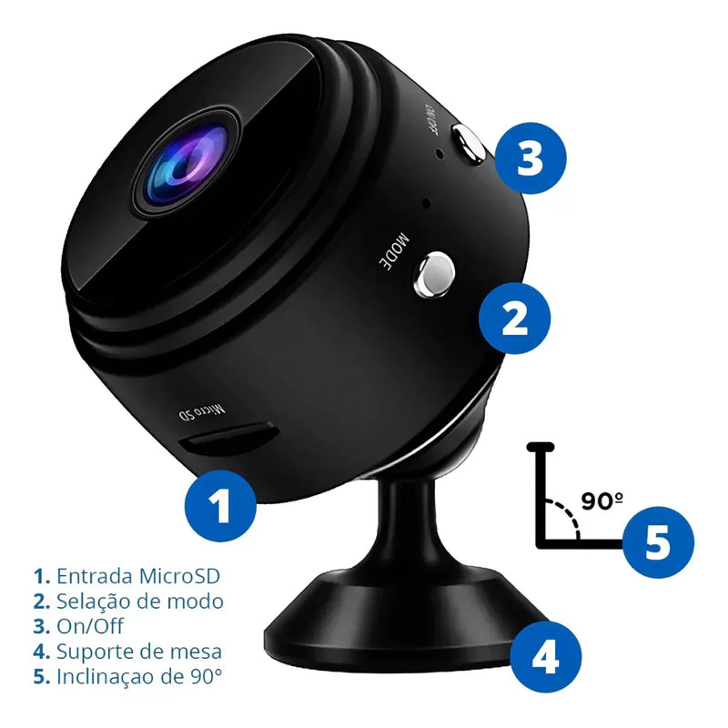 Kit 1/2/3/4 Câmeras Espiã A9 HD Mini com Visão Noturna Wifi 1080P Vigilância Segurança Doméstica