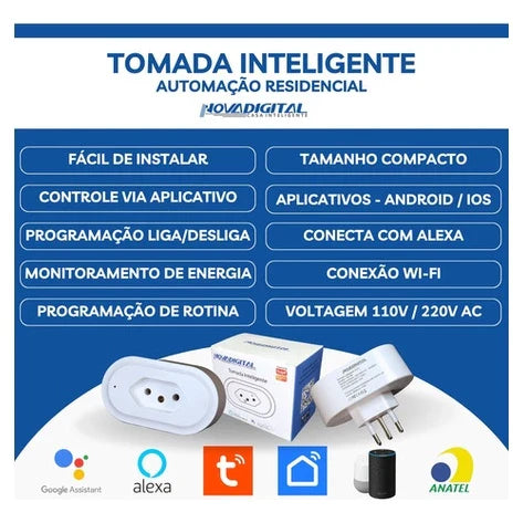 Tomada Inteligente Wifi Compatível Google E Alexa Smart Tuya