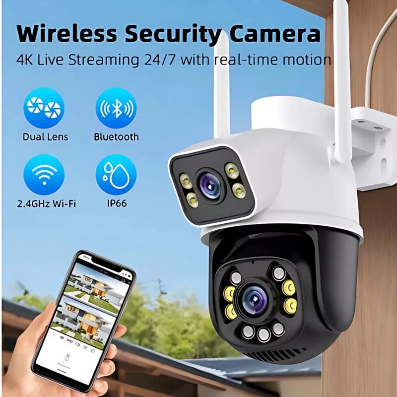 Camera Segurança Externa Lente Dupla Rastreamento Zoom A28b Wi-Fi Smart IP66 App ICSEE Envio Imediato