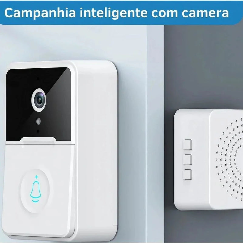 Campainha Com Câmera Vídeo Porteiro Sem Fio Wi-Fi HD Inteligente Smart Home Vê Pelo Celular Recarregável pronto entrega