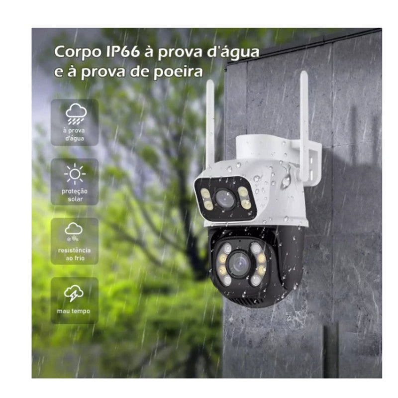 Camera Segurança Externa Lente Dupla Rastreamento Zoom A28b Wi-Fi Smart IP66 App ICSEE Envio Imediato