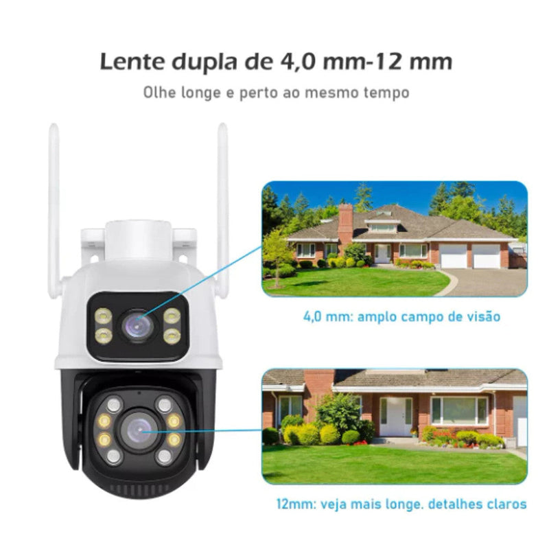 Camera Segurança Externa Lente Dupla Rastreamento Zoom A28b Wi-Fi Smart IP66 App ICSEE Envio Imediato